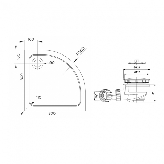 Delphi AquaStone Quadrant Shower Tray 800mm x 800mm
