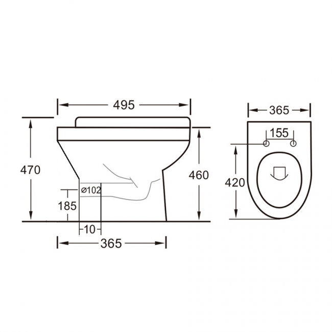 Delphi Bayeux2 Rimless Comfort Height Back to Wall Pan - Soft Close Seat