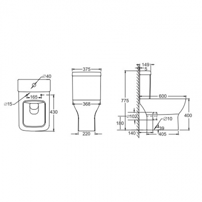 Delphi Bela Close Coupled Toilet with Soft Close Seat