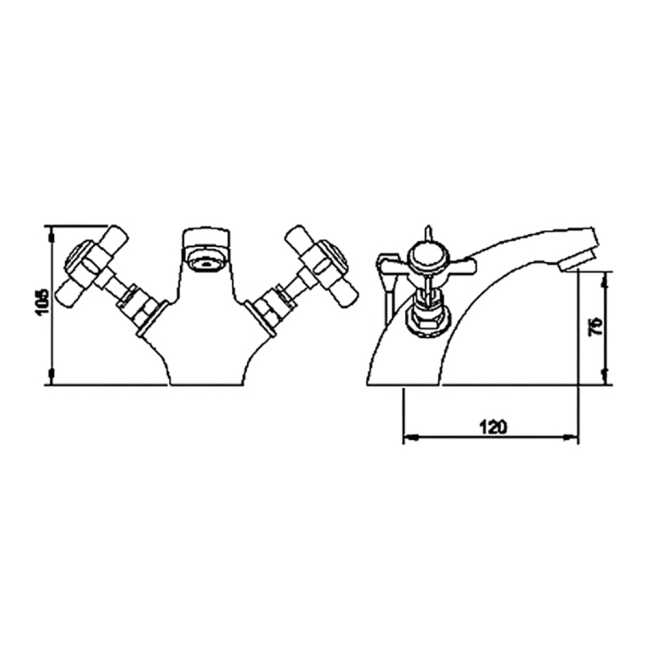 Delphi Belgravia Chrome Mono Basin Mixer Tap with Pop-Up Waste  | Dimension Image