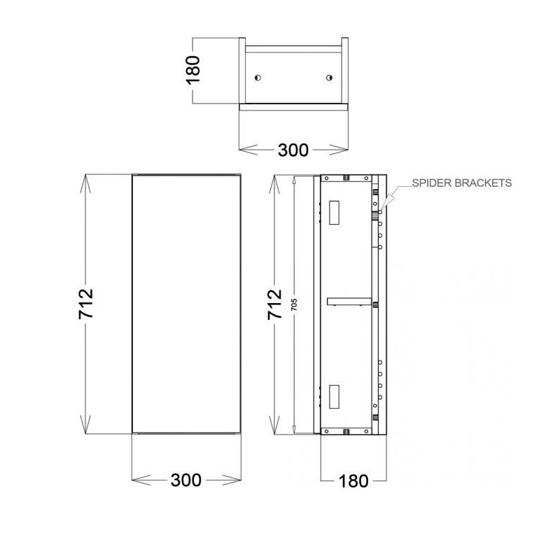 Delphi Blend Single Door Wall Unit 300mm Wide - Matt White