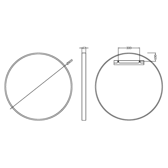 Delphi Compass Brushed Brass Inset Framed Standard Bathroom Mirror 800mm x 800mm  | Dimension Image