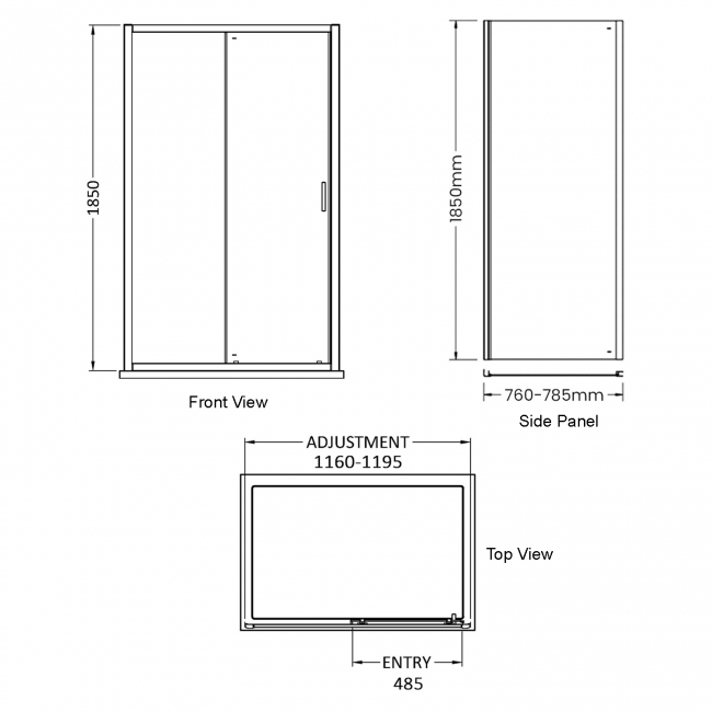 Delphi Expressions Chrome Sliding Door Shower Enclosure 1200mm x 800mm