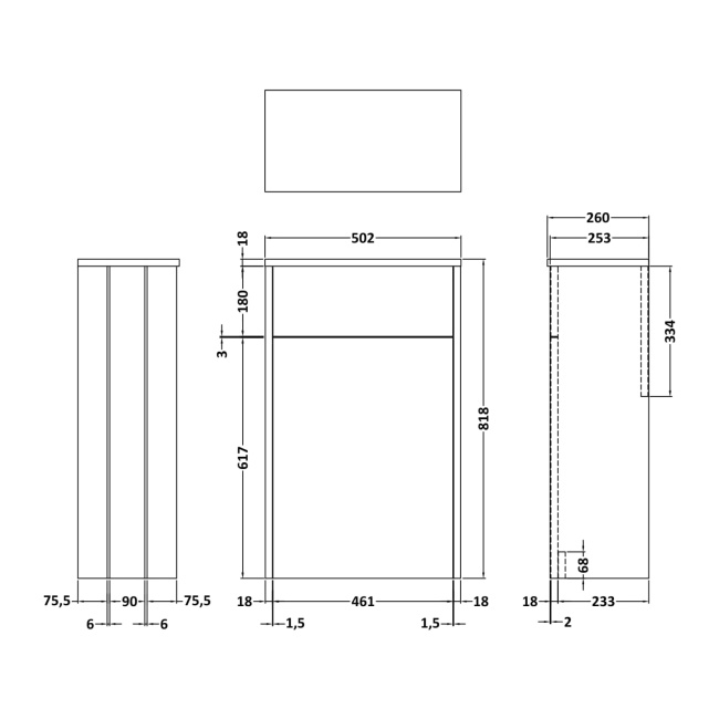 Delphi Hayloft Satin Green 500mm Back to Wall Toilet WC Unit  | Dimension Image