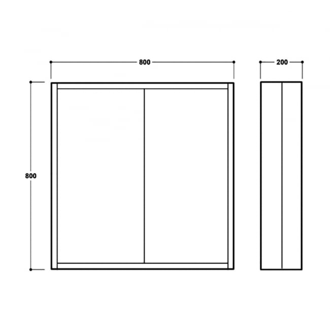 Delphi Henbury 2-Door Mirrored Bathroom Cabinet 800mm H x 800mm W - Grey
