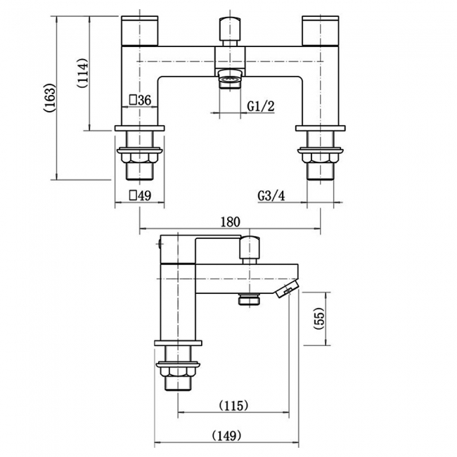 Delphi Bentley Bath Shower Mixer Tap with Shower Kit Pillar Mounted - Chrome