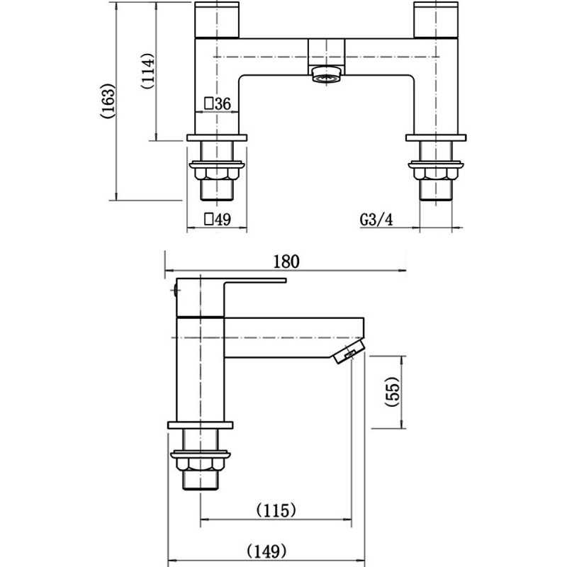 Delphi Stamford Bath Filler Tap Pillar Mounted - Black