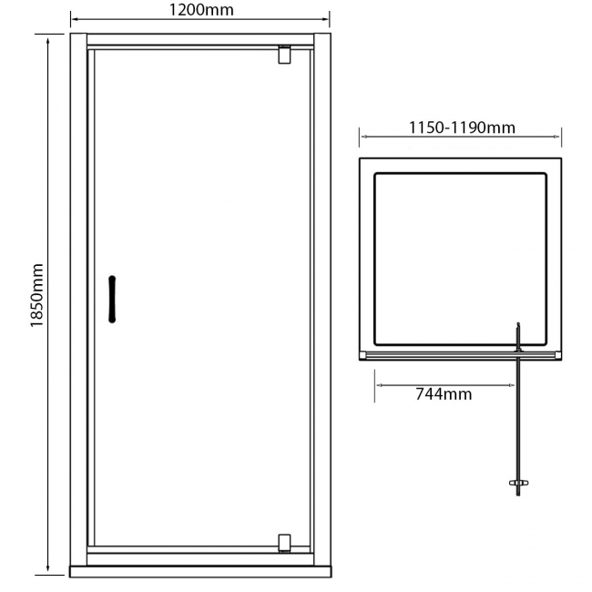 Delphi Inspire Pivot Shower Door 1200mm Wide - 6mm Glass