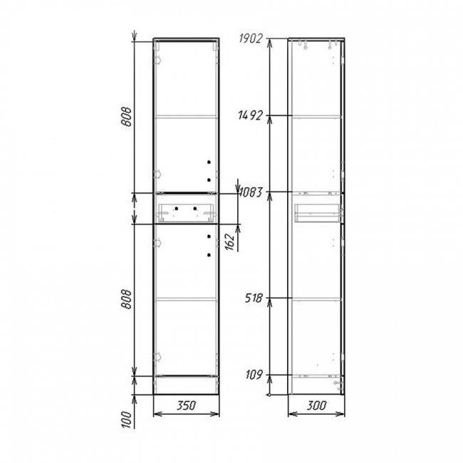 Delphi Kass Storage Unit KS35TB30D 350mm Gloss White