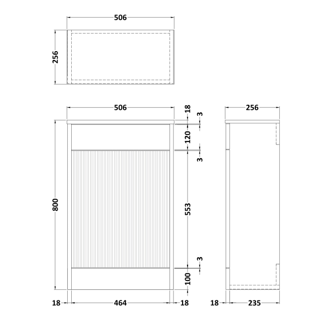 Delphi Lyra Satin White 500mm Back to Wall Toilet WC Unit  | Dimension Image