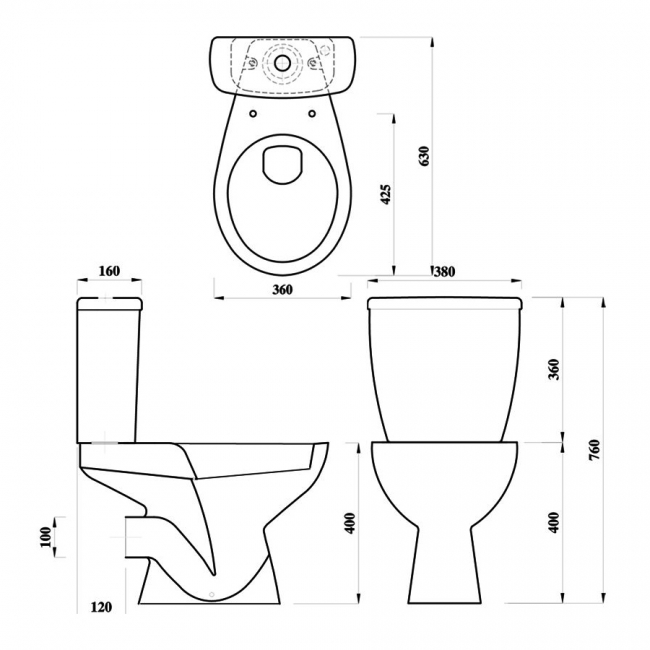 Delphi Original Bog in A Box Close Coupled Toilet Pan with Push Button Cistern - Standard Seat