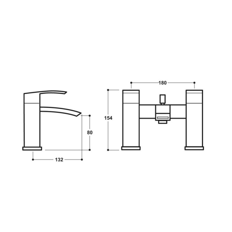 Delphi Tec Studio SC Bath Shower Mixer Tap with Shower Kit Pillar Mounted - Chrome