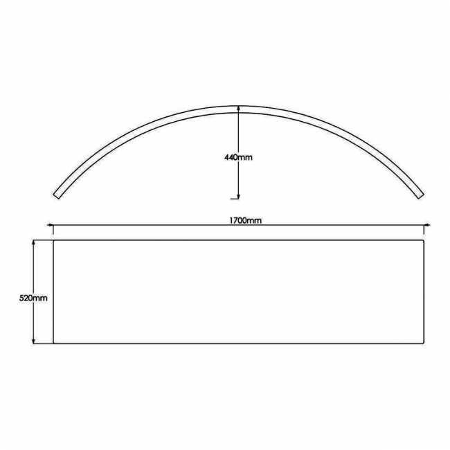 Trojan Laguna Corner Bath Panel 520mm H x 1700mm W (3mm Acrylic)