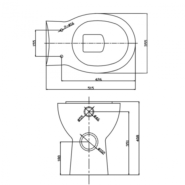 Delphi Trade Back To Wall Toilet Pan - Soft Close Seat