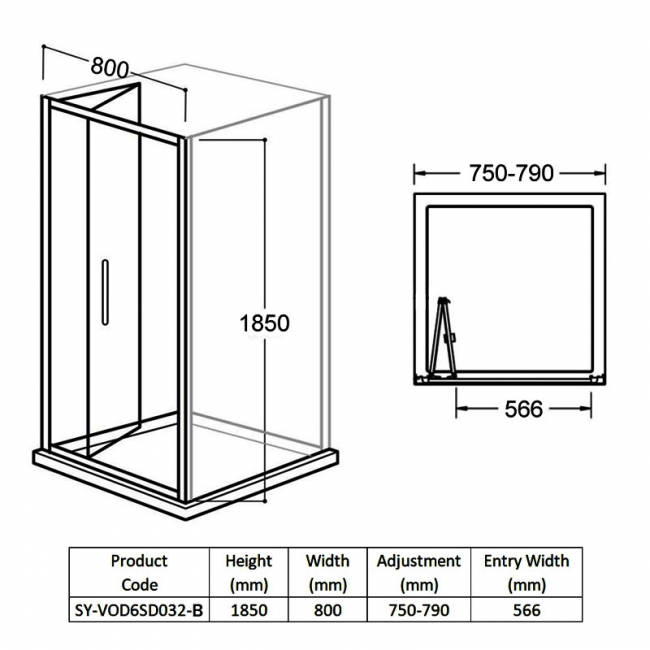 Delphi Vodas 6+ Bi-Fold Shower Door 800mm Wide - 6mm Glass