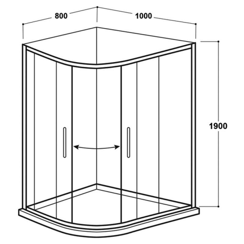 Delphi Vodas 6+ Offset Quadrant Shower Enclosure 1000mm x 800mm - 6mm Glass