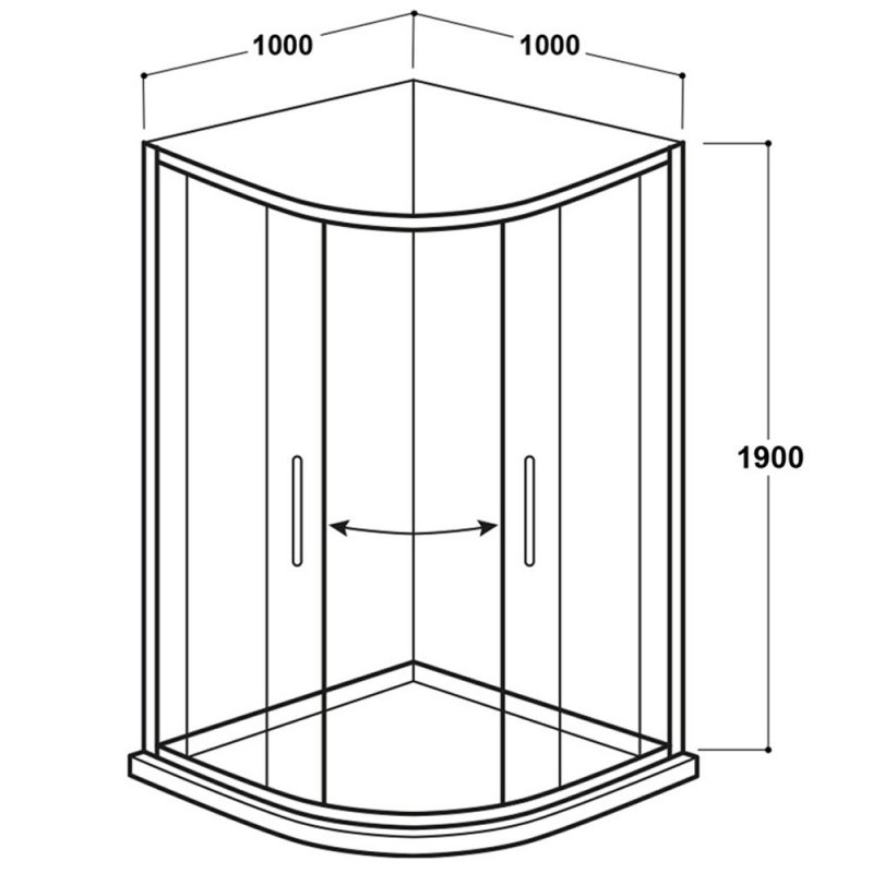 Delphi Vodas 6+ Black Quadrant Shower Enclosure 1000mm x 1000mm - 6mm Glass