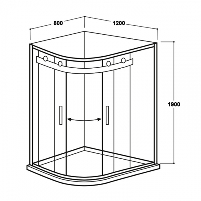 Delphi Vodas 8 Frameless 2-Door Offset Quadrant Shower Enclosure 1200mm x 800mm - 8mm Glass