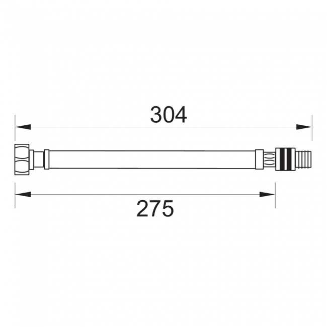 Deva Flexi Tails - 10mm To 1/2 inch BSP (Compatible with HSR)  | Dimension Image
