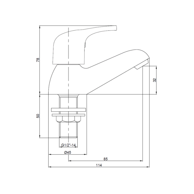 Deva Adore Modern Basin Taps Pair - Chrome  | Dimension Image