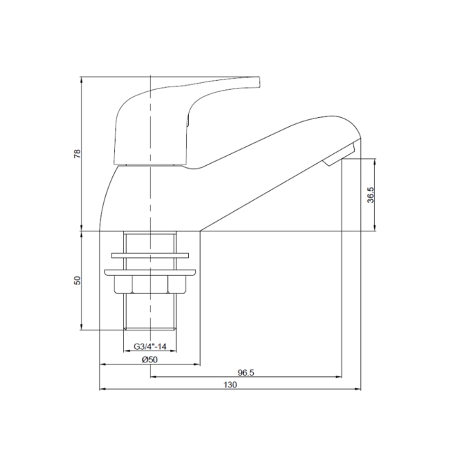Deva Adore Modern Bath Taps Pair - Chrome  | Dimension Image