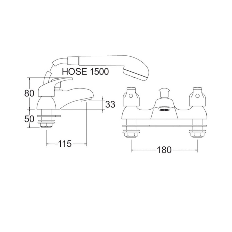 Deva Adore Deck Mounted Bath Shower Mixer Tap - Chrome