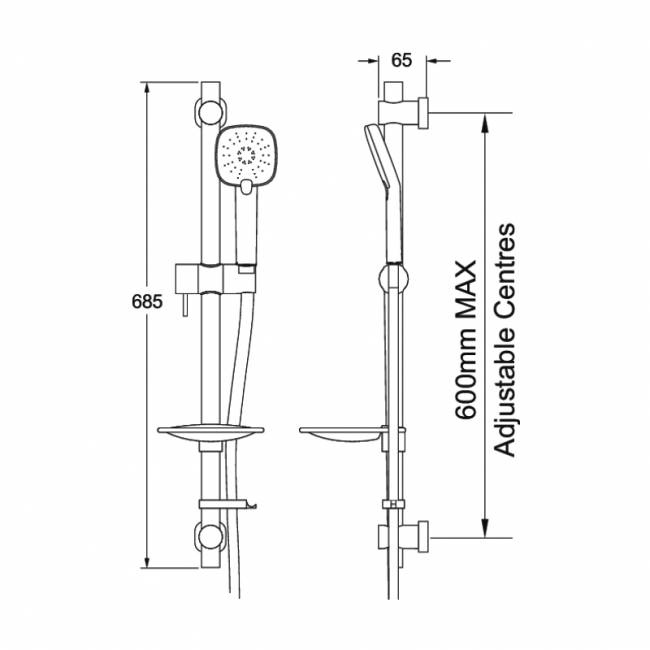Deva Airstream Easy Fit Three Function Shower Kit - Chrome