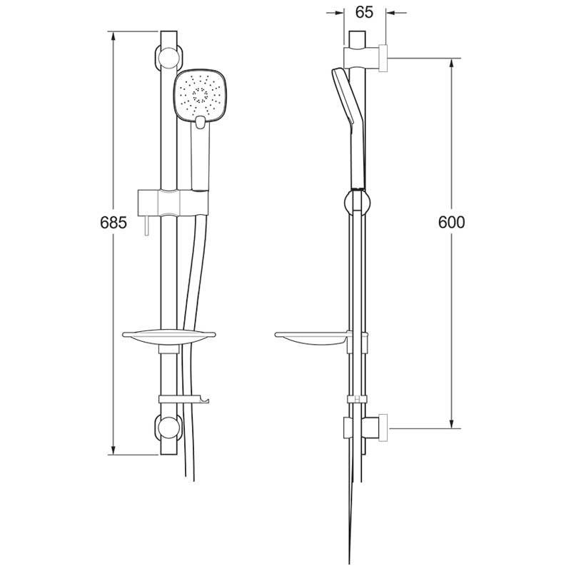 Deva Slider Rail Shower Kit EKIT01/A Modern Chrome