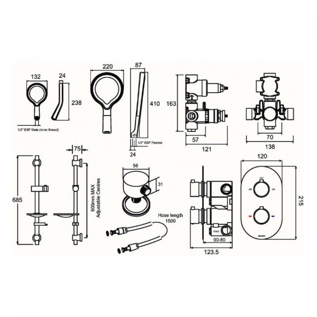Deva Aurajet Aio Concealed Shower Pack - Matt Black