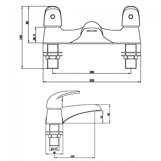 Deva Clifden Deck Mounted Bath Filler Tap - Chrome