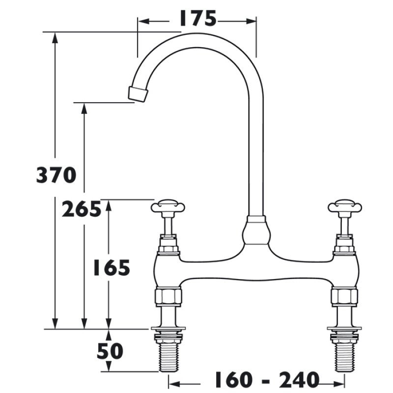 Deva Coronation Bridge Kitchen Sink Mixer Tap Gold
