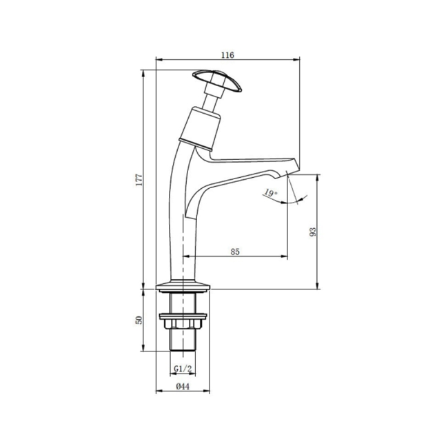 Deva Kitchen Sink Taps Pair Cross Handle - Chrome  | Dimension Image