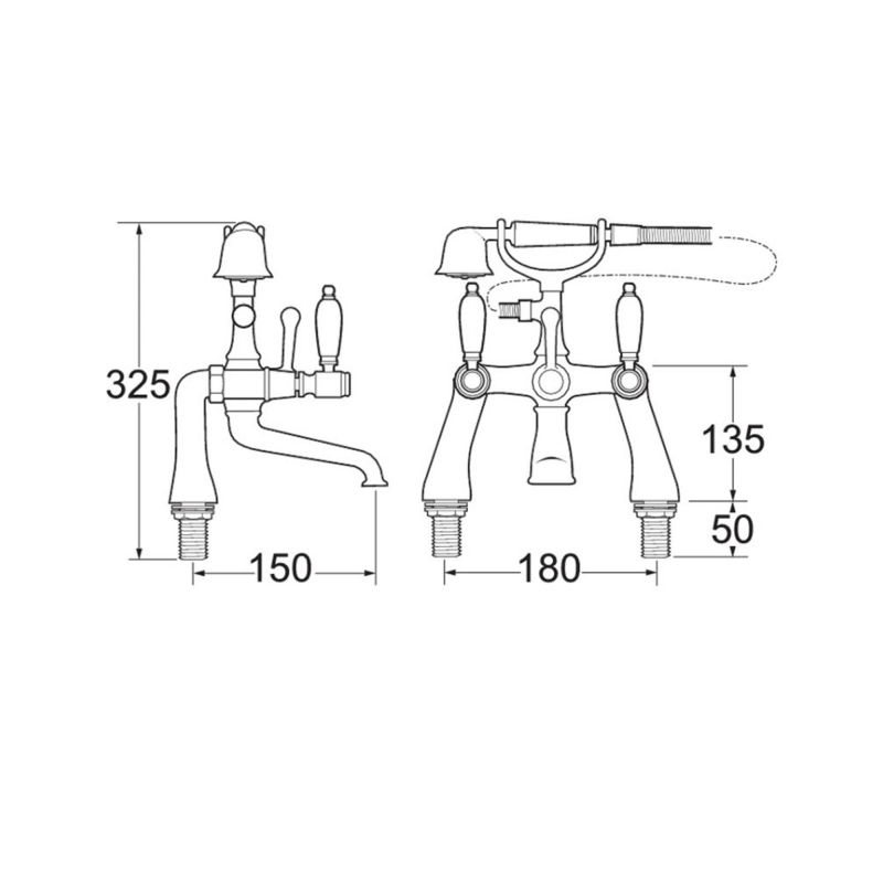 Deva Georgian Pillar Mounted Bath Shower Mixer Tap - Chrome