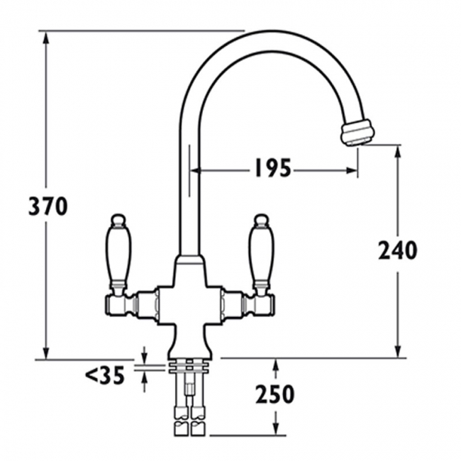 Deva Georgian Mono Kitchen Sink Mixer Tap Bronze