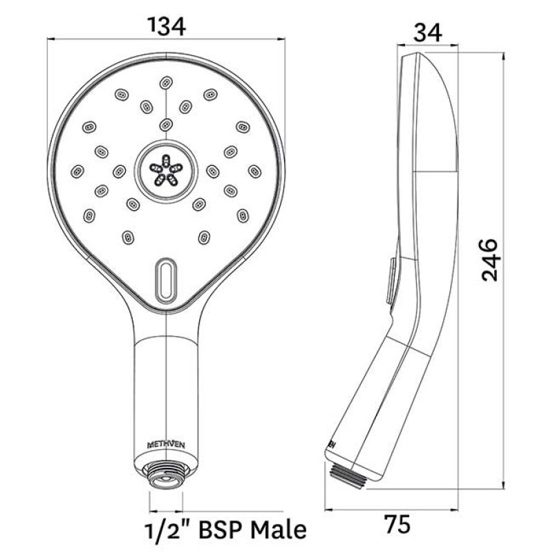 Deva Kaha Satinjet Shower Handset - Chrome