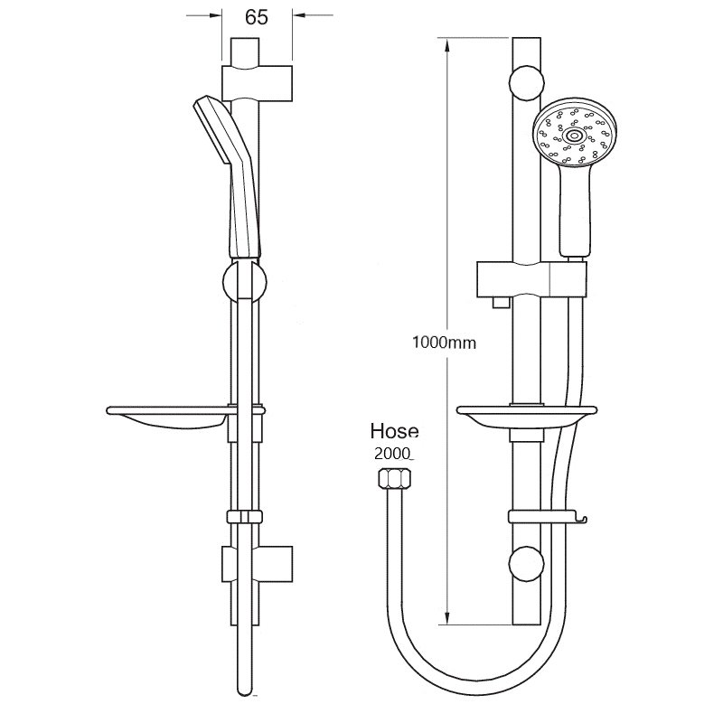 Deva Kiri Satinjet Shower Kit with 1m Rail - Chrome
