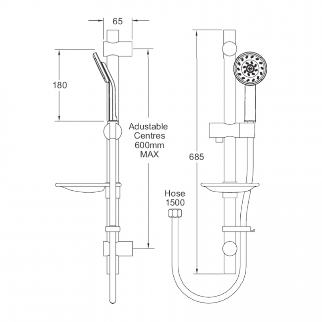 Deva Kiri Satinjet Shower Kit - Chrome
