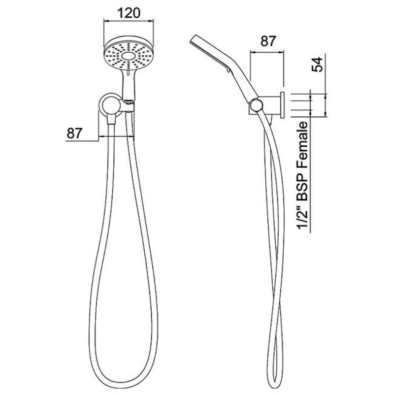 Deva Krome Shower Handset with Wall Bracket - Matte Black