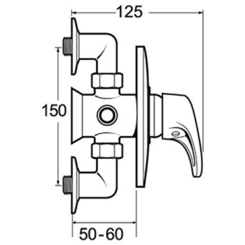 Deva Lace Manual Exposed Shower Valve - Chrome  | Dimension Image