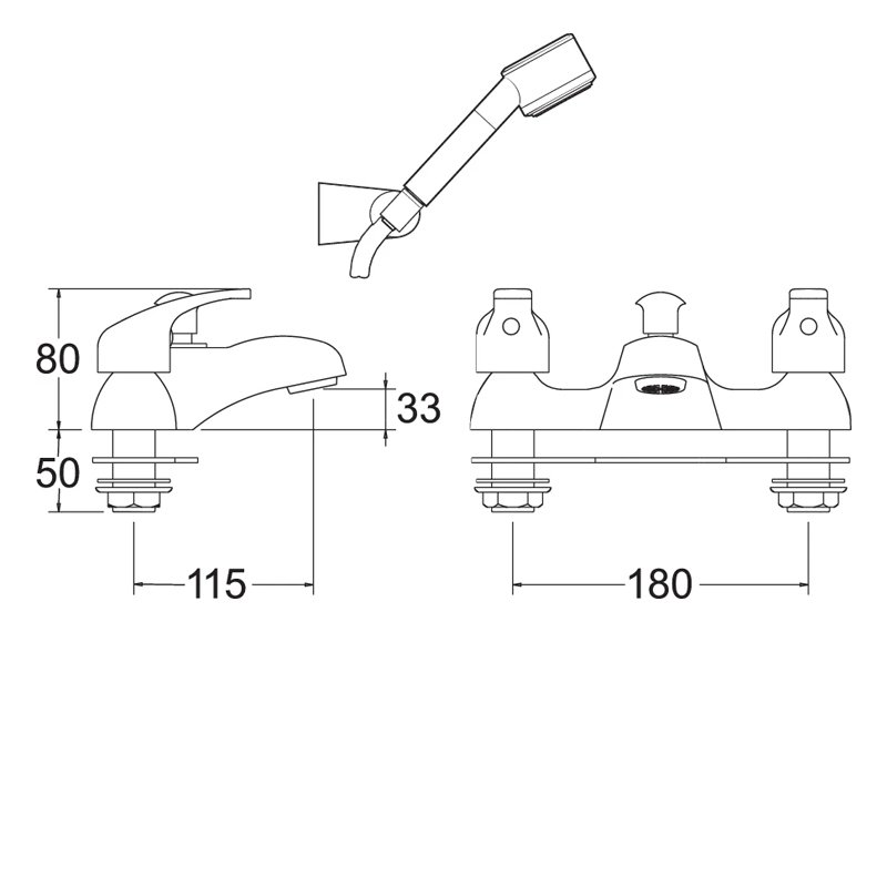 Deva Lace Deck Mounted Bath Shower Mixer Tap - Chrome