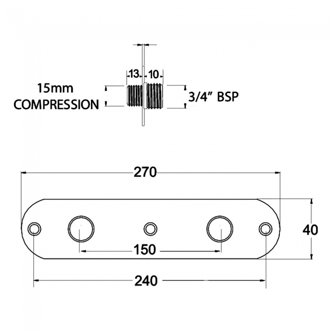 Deva Bar Shower Wall Plate Chrome