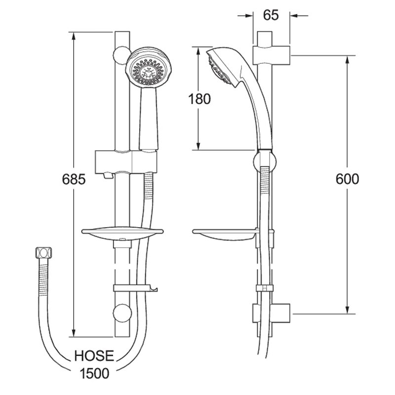 Deva Substance Three Function Shower Kit Chrome