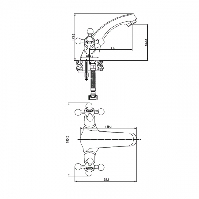 Deva Tudor Mono Basin Mixer Tap with Press Top Waste - Gold