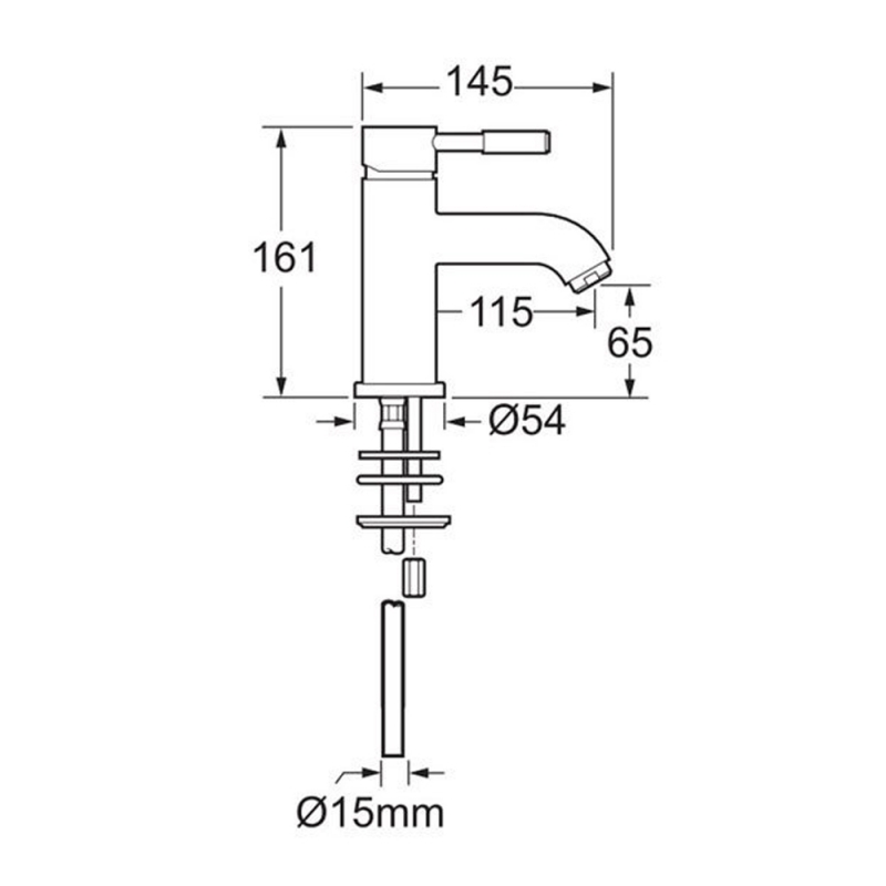 Deva Vision Mono Basin Mixer Tap with Press Top Waste - Chrome