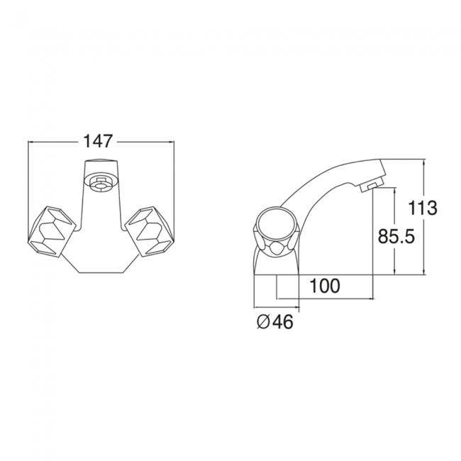 Deva Vitality Round Basin Mixer Tap with Press Top Waste - Gold
