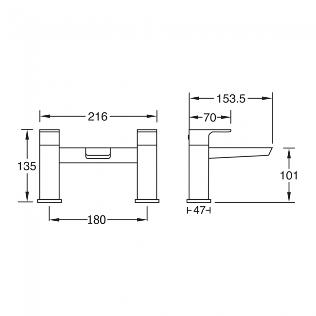 Deva Wai Pillar Mounted Bath Filler Tap - Matt Black