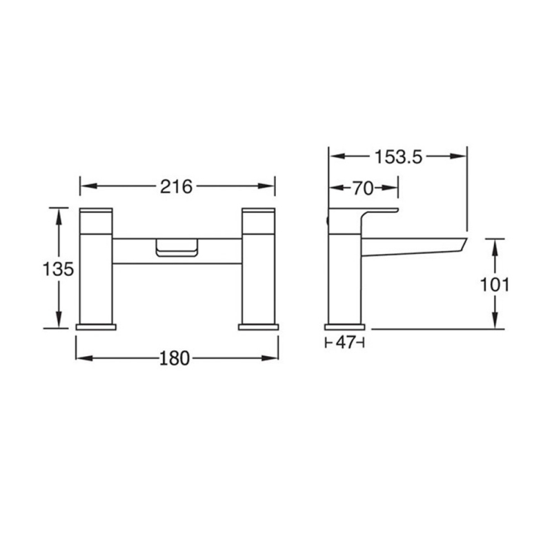 Deva Wai Bath Filler Tap Pillar Mounted - Chrome