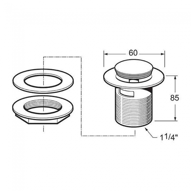 Deva 1 1/4 Inch Press Top Basin Waste Matt Black - Slotted
