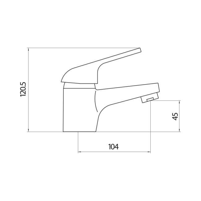 Duchy Ansom Chrome Mono Basin Mixer Tap (inc Press Top Waste)  | Dimension Image