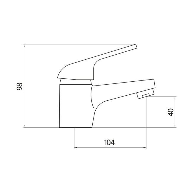Duchy Ansom Chrome Mini Mono Basin Mixer Tap (inc Press Top Waste)  | Dimension Image